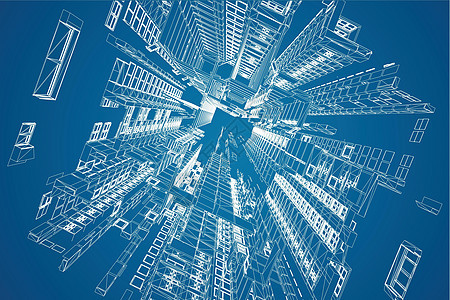 现代建筑线框 城市线框的概念 建筑CAD绘图的线框建筑插图地面绘画蓝图城市标识计算机房子设计师建筑师设计图片