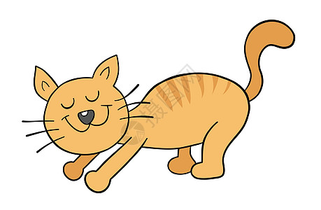 猫虎卡通猫正在伸展它制作图案矢量图插画