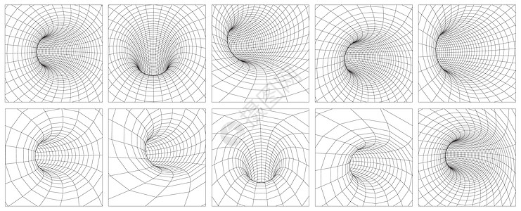 网格虫洞线框隧道  3d 重力量子矢量虫洞插图 奇点抽象黑洞涡旋概念 3d 插图 每股收益 10理论太空宇宙涡流素描物理学方程漩图片