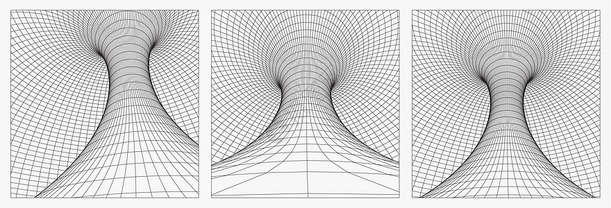 网格虫洞线框隧道  3d 重力量子矢量虫洞插图 奇点抽象黑洞涡旋概念 3d 插图 每股收益 10黑色天体方程涡流科幻太空奇点星漩图片