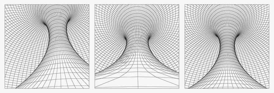 网格虫洞线框隧道  3d 重力量子矢量虫洞插图 奇点抽象黑洞涡旋概念 3d 插图 每股收益 10黑色天体方程涡流科幻太空奇点星漩图片