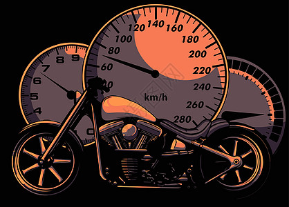 摩托车仪表定制摩托车与车速表矢量图设计骑士活动自行车危险赛车手插图速度黑色电路轮子插画