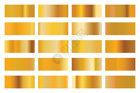 带有闪亮金色全息图的金属渐变系列 全息箔纹理金玫瑰和金色渐变 矢量集为设计调色板辉煌边界橙子黄铜床单插图坡度横幅魅力图片