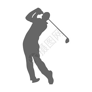 高尔夫球 打高尔夫球的运动员的轮廓 运动员用棍子击球 平面样式创造力贴纸场地竞赛活动草图优胜者空白插图俱乐部图片