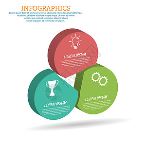 带有商业培训营销或财务成功 3 个阶段视觉图标的三维信息图表模板图片