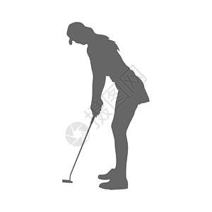 高尔夫球 打高尔夫球的运动员的轮廓 运动员正准备用棍子击球 平面样式图片