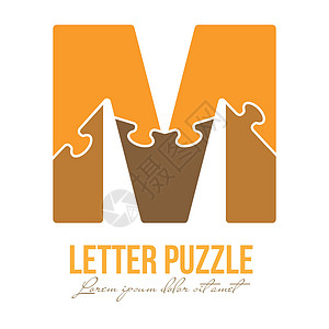 字母 M 由谜题组成 或的矢量插图图片