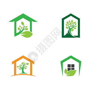 绿房子矢量 ico活力生态花园插图标识建筑植物黑色叶子环境图片