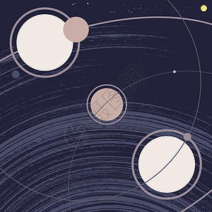 太空星系与行星轨道太阳和恒星 它制作图案的复古风格 grunge 矢量图片