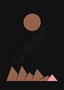 几何山脉剪影生成艺术海报它制作图案岩石插图山景数学计算技术概念冒险创造力标签图片