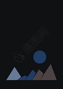 几何山脉剪影生成艺术海报它制作图案冒险概念创造力数学岩石程序技术标签计算插图图片