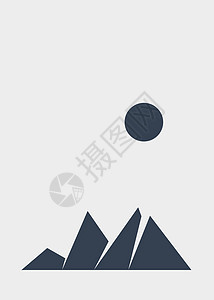 几何山脉剪影生成艺术海报它制作图案计算程序技术概念冒险插图标签山景数学岩石背景图片