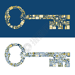 由医疗图标制成的钥匙形状图片