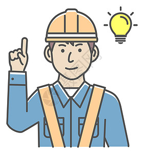 男性蓝领工人手势图插图商业创造力服务蓝色工作专家职业灯泡工程师图片