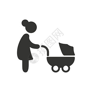 婴儿车图标 精心设计的矢量EPS文件孩子插图新生运输母亲图片
