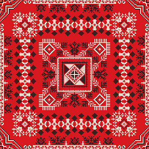 俄罗斯模式10织物饰品刺绣红色缝纫戏服盘子插图民间几何学图片