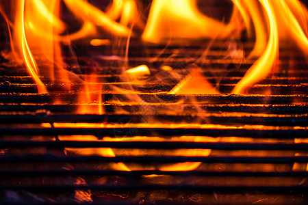 清空热炭烧烤烧烤炉 盛着明亮的火焰餐厅木炭派对煤炭空烤架网格火烧烤烧伤烹饪壁炉图片