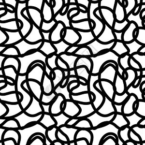 黑白迷宫手绘简单墨笔笔触无缝图案 背景床单织物包装纸剪贴簿的矢量插图图片