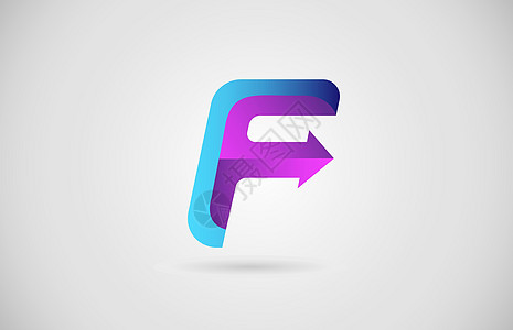 企业和公司的 F 箭头字母标志为蓝色和粉红色 具有渐变设计的企业品牌和刻字图标图片