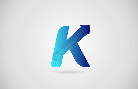 企业和公司的蓝色渐变箭头 K 字母表字母标志图标 企业创意设计图片