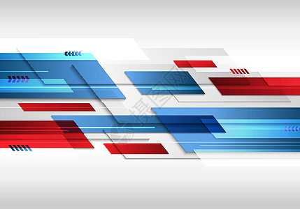 抽象技术未来派几何蓝色和红色闪亮运动背景插图推介会传单页脚卡片商业网络小册子广告条纹图片