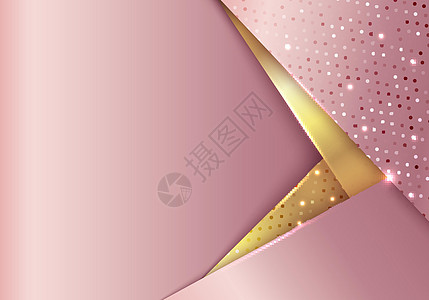 3D 抽象背景现代奢华风格模板粉红色金色和金色几何条纹 点图案上有发光光插图粉色商业艺术辉光抛光金属坡度闪光阴影图片