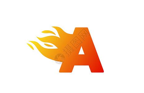 适合公司徽标的红火设计创造力插图火焰字母推广红色身份品牌商业标识背景图片