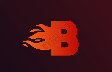 企业和公司的火红色火焰 B 字母图标 适用于企业标志图片