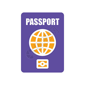 护照矢量平面字形图标识别符号图片