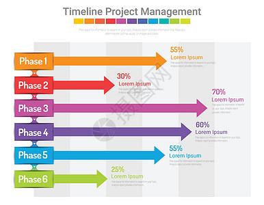 具有 6 个选项的业务项目时间计划模板商业图表网络数据插图推介会顺序时间表年度信息图片