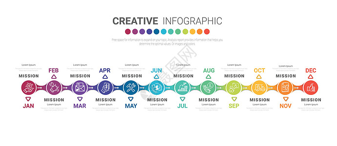 个月的信息图表所有月规划设计和演示业务图片