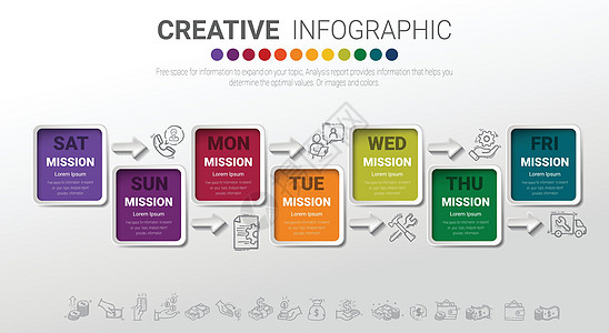 天的时间线业务可用于工作流布局图表业务步骤选项横幅网页设计图片
