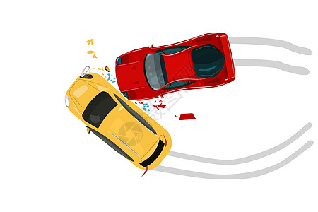 孤立在白色背景上的车祸 道路碰撞 交通事故图标图片