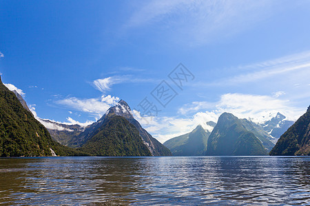 的和Mitre Peak 密尔福德旅游峡湾荒野旅行吸引力公园顶峰国家山脉斜峰图片