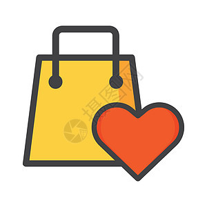 购物袋插图 带有爱图标的购物袋 可以使用图标设计元素图片