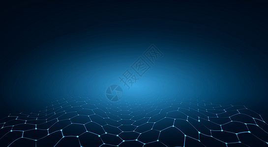 蓝色六边形科技背景图片