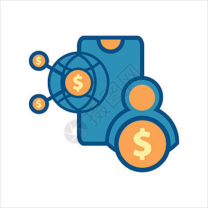平面设计风格移动金融图标矢量概念现金营销电话硬币安全数字银行业投资薪水互联网图片