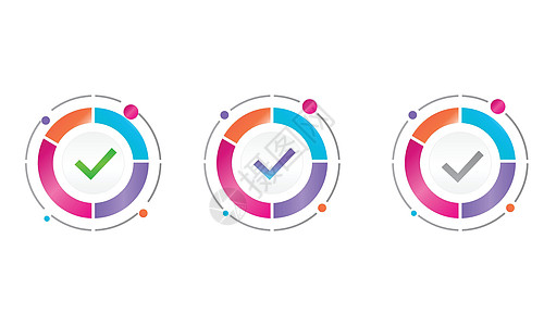 带有复选标记图标的圆图 矢量图标概念图片