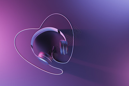 热爱音乐3d心形娱乐蓝色绳索学校粉色电缆技术创造力图片