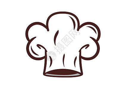 厨师帽标志模板 白色背景上孤立的贝克帽图片