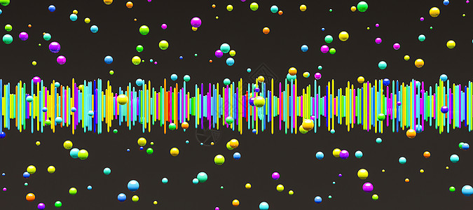 所有颜色的音波条 周围有球 音乐概念图片