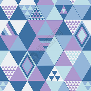 抽象的无缝模式 蓝色背景几何设计上的淡紫色菱形 矢量图图片