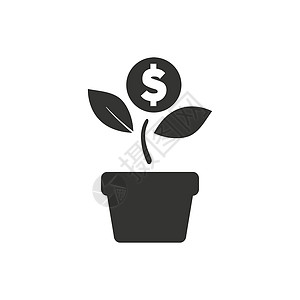 钱植物投资图标项目植物叶子创业生长插画