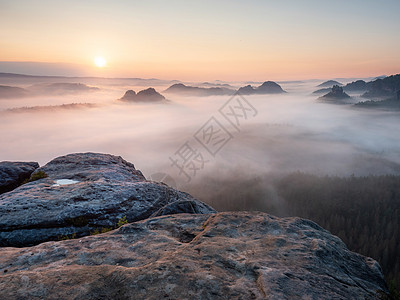 Misty Elbe 山谷沙石山或瑞士悬崖荒野横梁环境射线深谷峡谷远足旅行冒险图片