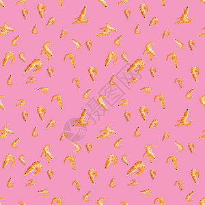 老虎虾 由孤立在粉红色背景上的大虾制成的无缝图案 海鲜虾无缝模式 海鲜图案美食宏观食品粉色贝类熟食饮食小吃营养食物图片