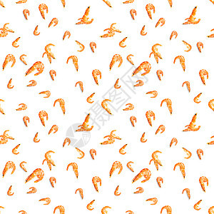 老虎虾 由孤立在白色背景上的大虾制成的无缝图案 海鲜虾无缝模式 海鲜图案小吃饮食剥皮宏观美食熟食食物贝类粉色营养图片