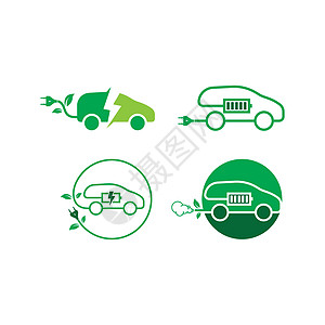 电动汽车图标矢量插图设计杂交种环境插头车辆力量生物学电池树叶闪电叶子图片