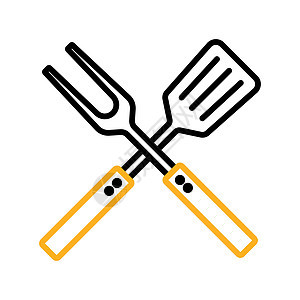 大叉子和抹刀矢量图标 厨电用具美食厨房烹饪烧烤食物菜单炙烤厨具刀具图片