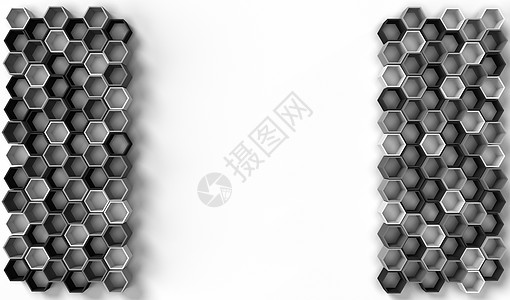 白色背景上六边形实体的 3d 渲染图像蜂窝技术蜂蜜多边形插图几何学墙纸控制板艺术创造力图片