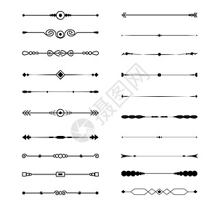 各种线条首饰元素的赛斯选择  矢量框架风格标签装饰横幅书法插图边界曲线花丝图片